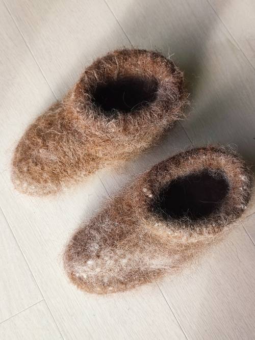 sloffen van gefilte alpacawol